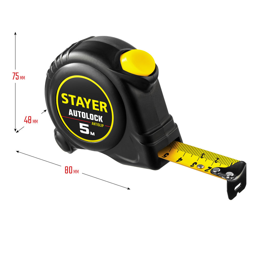 Рулетка с автостопом AutoLock 5 м х 25 мм STAYER 2-34126-05-25