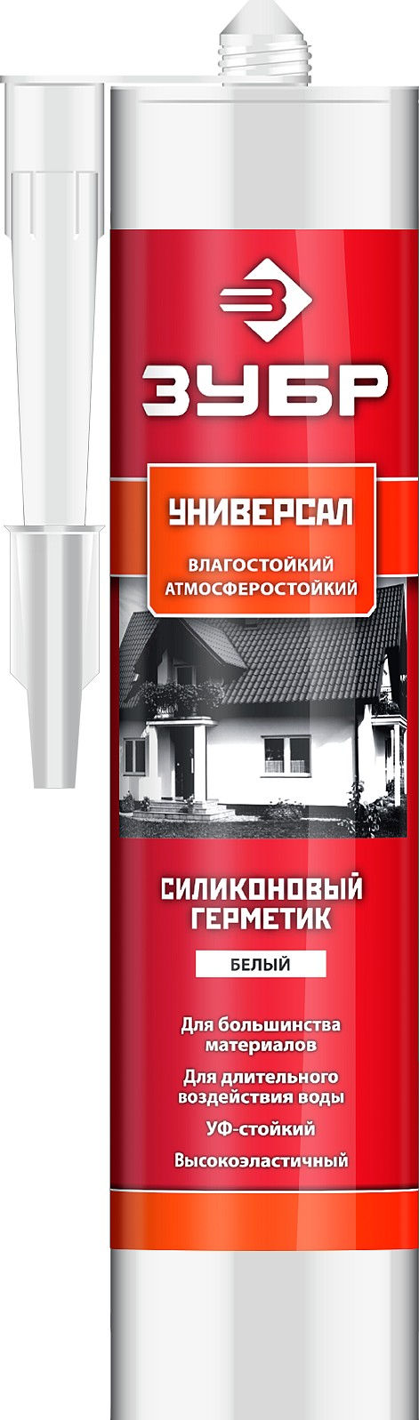 Герметик силиконовый универсальный 280 мл, белый ЗУБР 41233-0