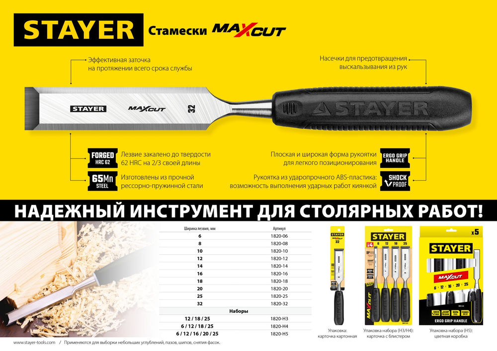 Стамеска 6 мм Max-Cut STAYER 1820-06
