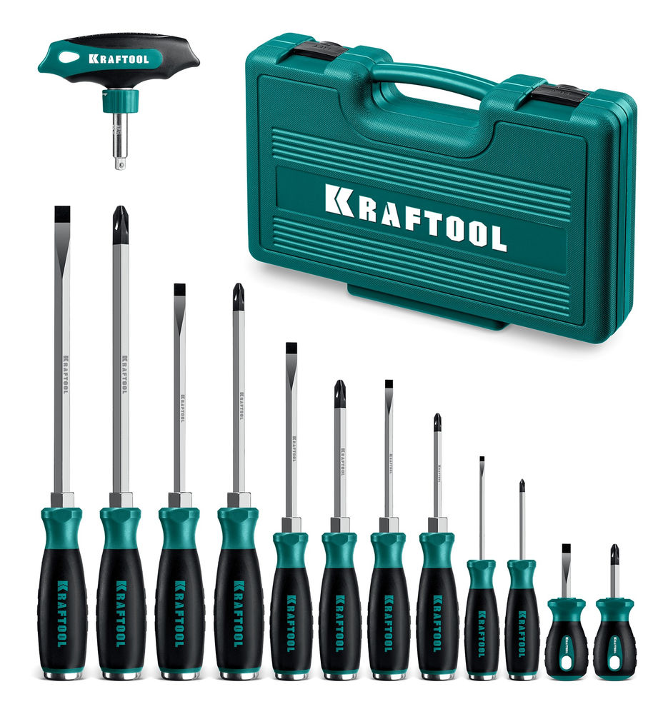 Набор отверток ударных, 13 шт, сквозной стержень Cr-Mo IMPACT KRAFTOOL 25035