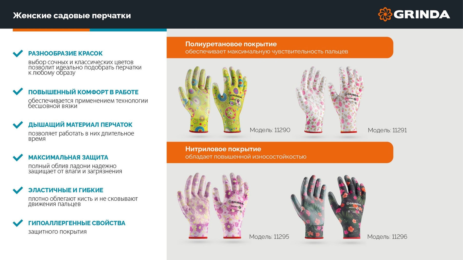 GRINDA PROTECT, M (8), садовые перчатки с прозрачным нитриловым покрытием, чёрные, 13 класс (11296-M)