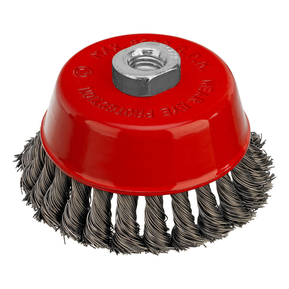 Щетка для УШМ, 100 мм, М14, чашка, крученая проволока 0.5 мм Matrix (74628)