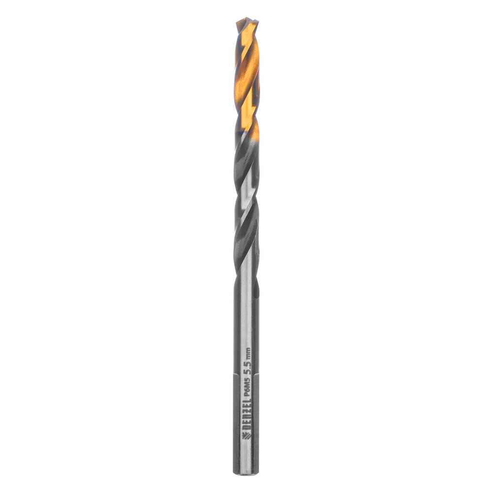 Сверло спиральное по металлу 5,5 x 93мм, Р6М5, Golden Tip, многогранная заточка Denzel (718277)