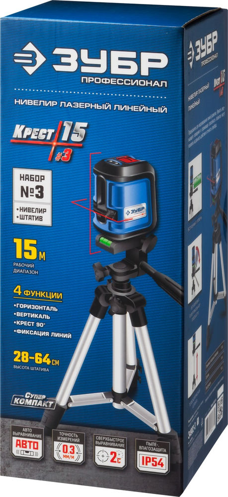 Лазерный нивелир Крест 15, 15 м ЗУБР Профессионал 34902-3_z01
