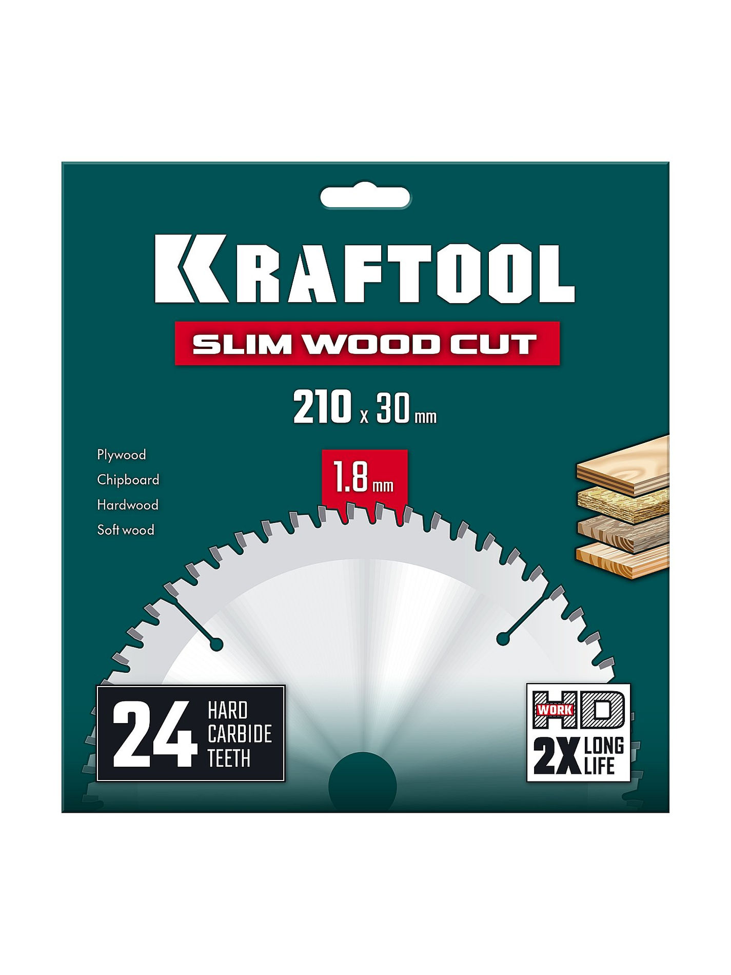 Диск пильный по дереву Slim wood cut, 210 х 30 x 1.8 мм, 24Т KRAFTOOL 36955-210-30-24