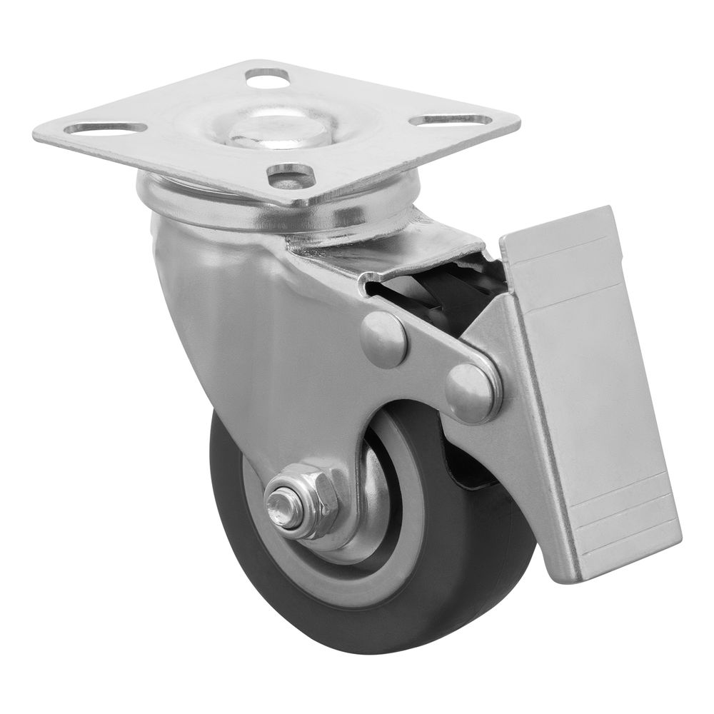 Колесо поворотное с тормозом D 50 мм, крепление платформенное Сибртех (68719)