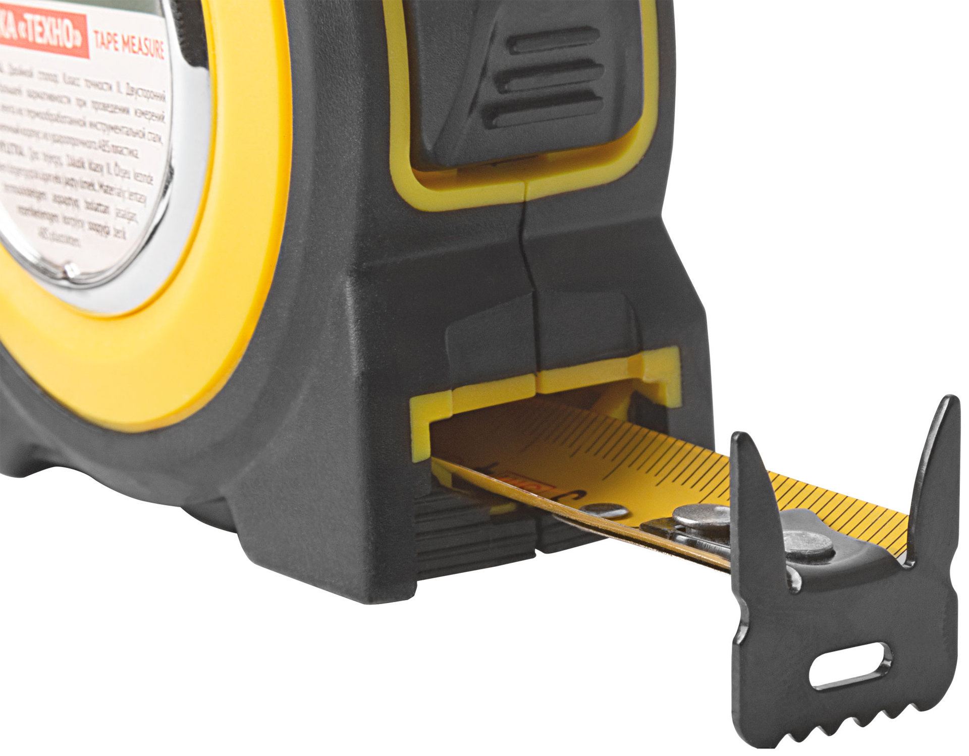 Рулетка прорезиненный корпус, двойной стопор Техно 5 м x 19 мм