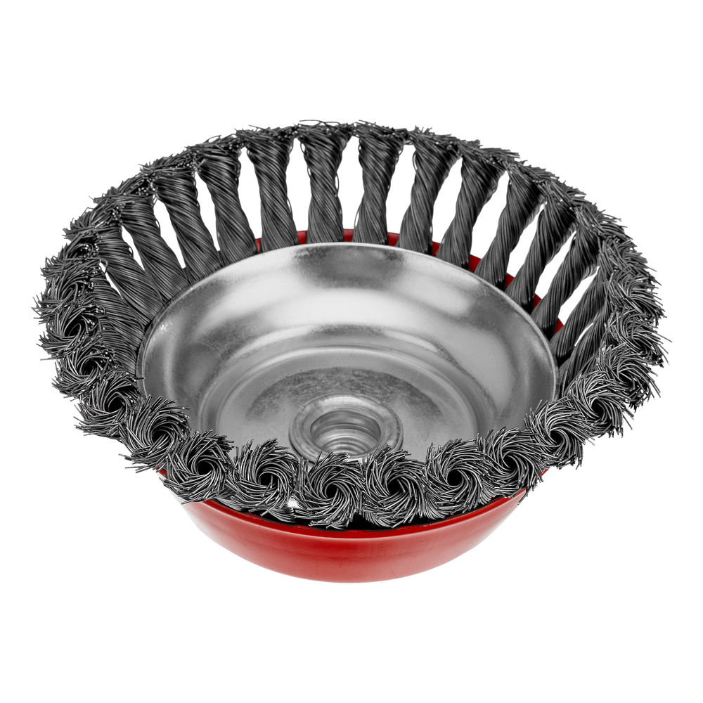 Щетка для УШМ, 150 мм, М14, чашка, крученая проволока 0.5 мм Matrix (74629)