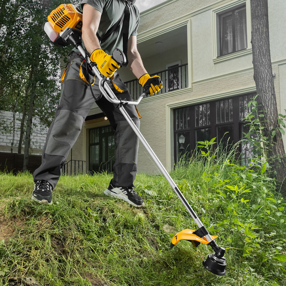 Триммер бензиновый DR-43, 43 см3, неразъемная штанга, состоит из 2 частей Denzel (96273)