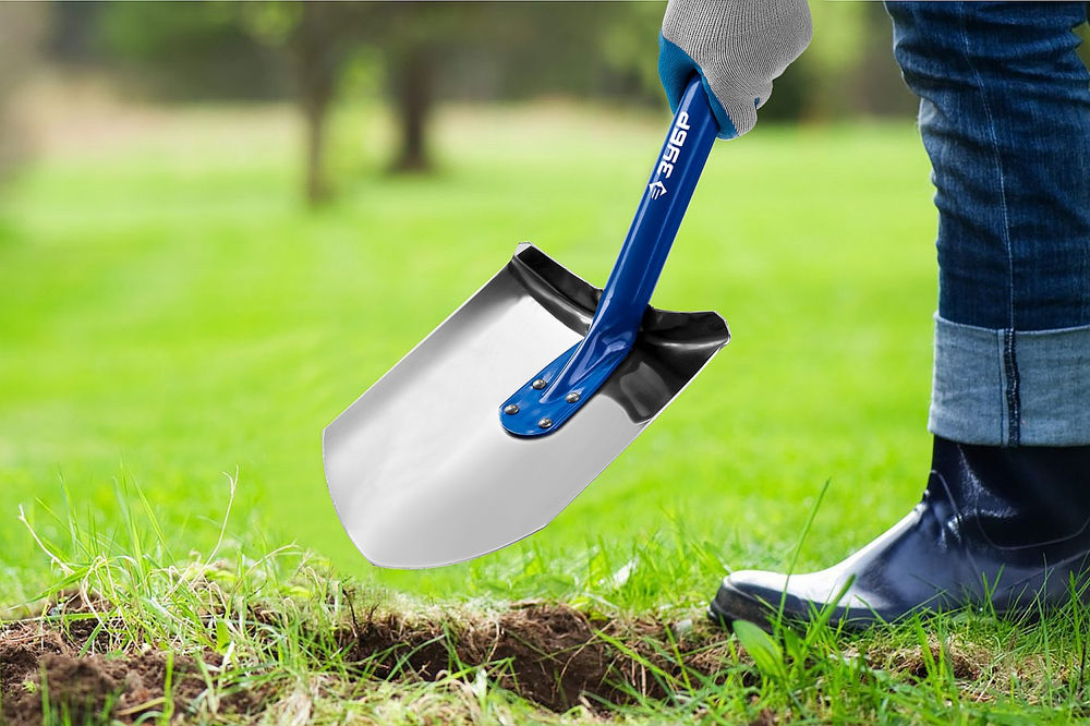 Лопата 280 х 190 х 1200 мм полотно 2 мм нержавеющая сталь закалено стальной изогнутый черенок штыковая Профессионал ЗУБР Артель-НС 4-39406