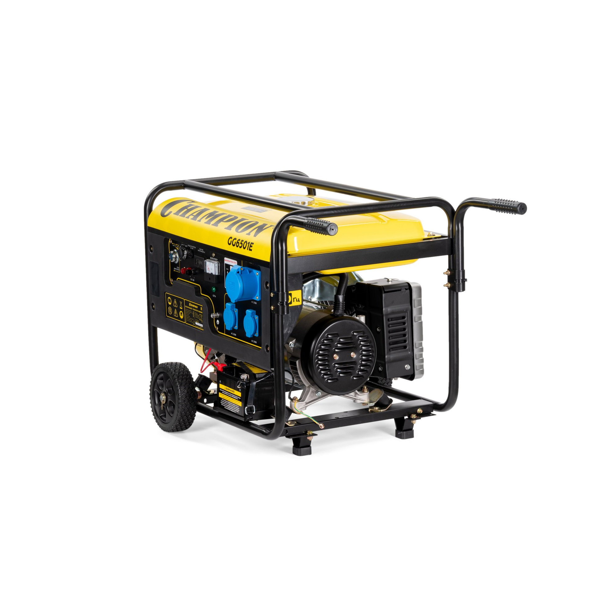 Генератор CHAMPION GG6501E+ATS (5/5,5кВт 15лс 25л 12В 81,5кг эл. стартер,счетчик) (GG6501E)
