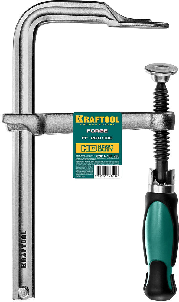 Цельнокованая струбцина F Forge FF-200/100, 100 х 200 мм KRAFTOOL 32014-100-200
