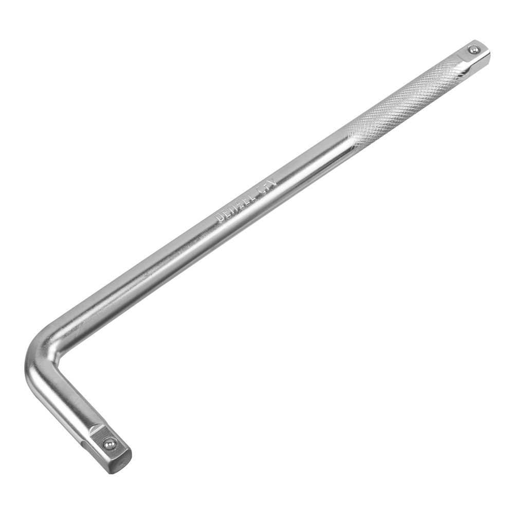 Вороток Г-образный, 300*75 мм, квадрат 1/2, CrV, матовый хром Denzel