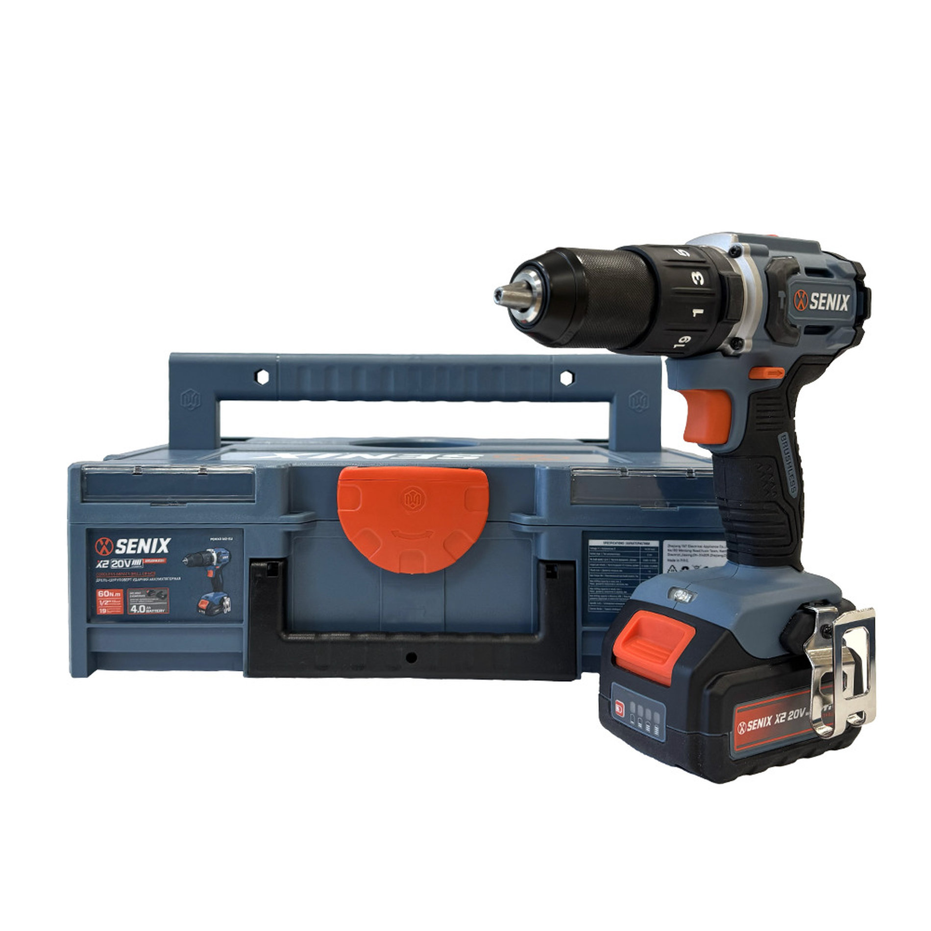 Ударная дрель-шуруповерт, 60 Нм, 1х4Ач, ЗУ, кейс X2 20В