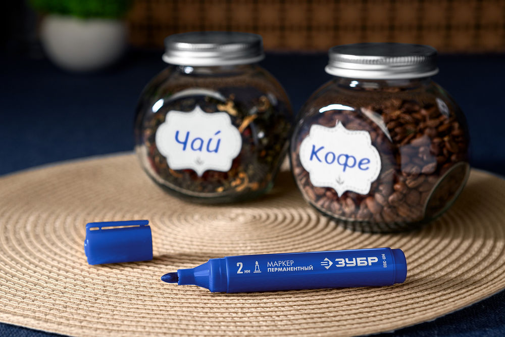 Перманентный маркер МП-300 синий, 2 мм ЗУБР 06322-7