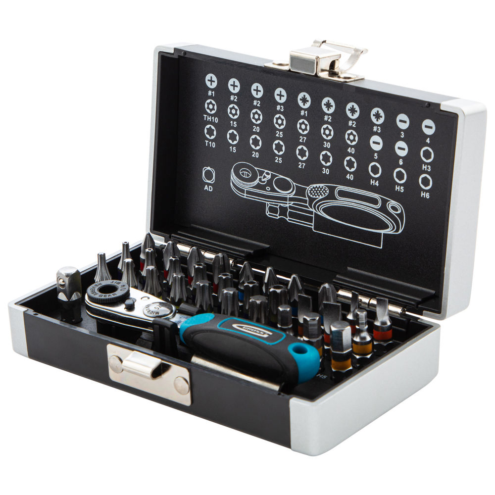 Набор бит, 1/4, магнитный адаптер, сталь S2, пластиковый кейс, 33 предмета Gross (11365)