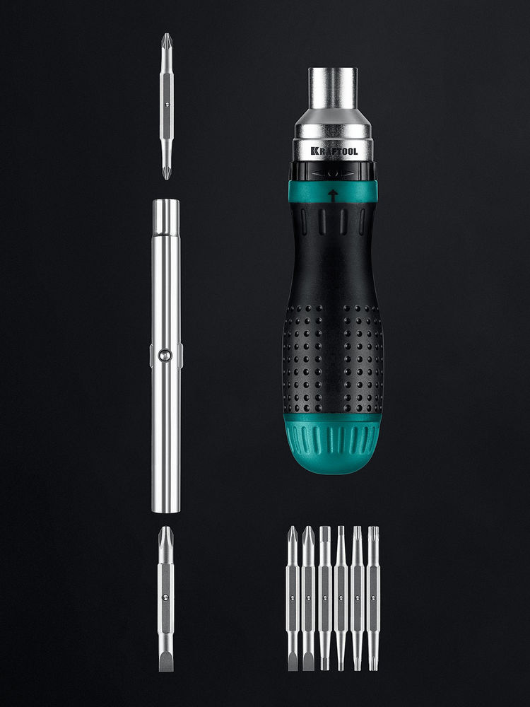 Отвертка реверсивная 19-в-1 с битами KraftMax 19 KRAFTOOL 25862