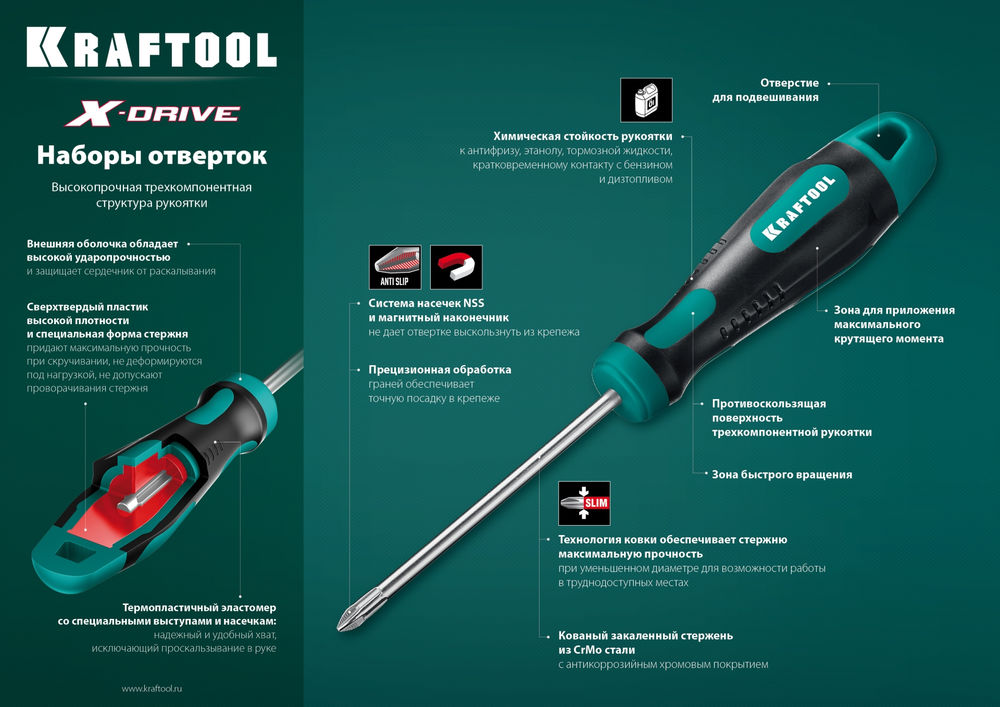 Набор отверток Х-Drive-8, 8 шт KRAFTOOL 250081-H8