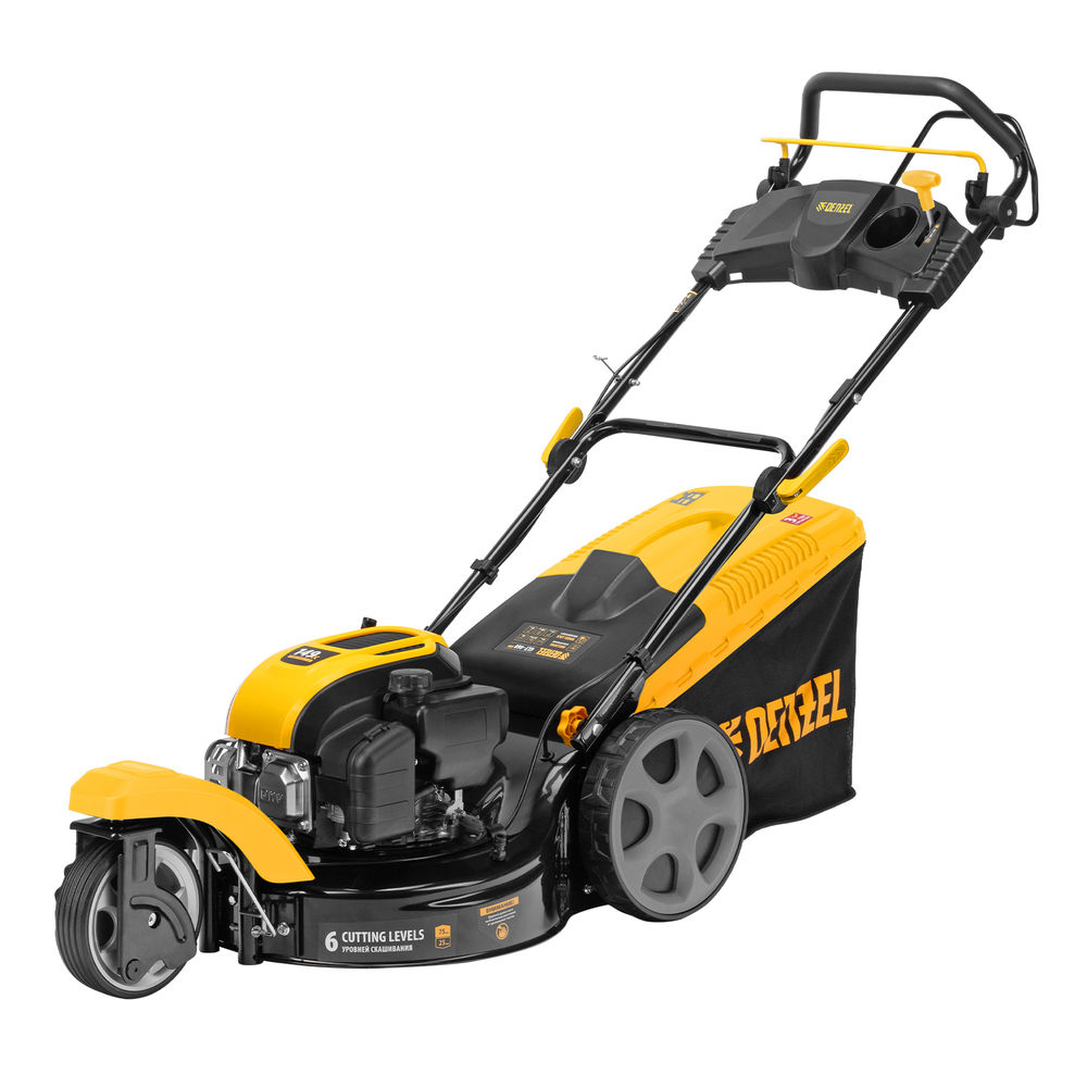 Бензиновая газонокосилка GLT-460SP-T, Trike 149 см3, 46 см, привод, панель, 60л Denzel  (58810)