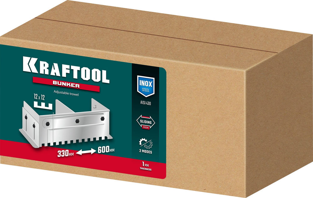 Раздвижная гребенка для плитки зуб 12?12 мм до 600 мм нерж. сталь BUNKER KRAFTOOL 0808-12