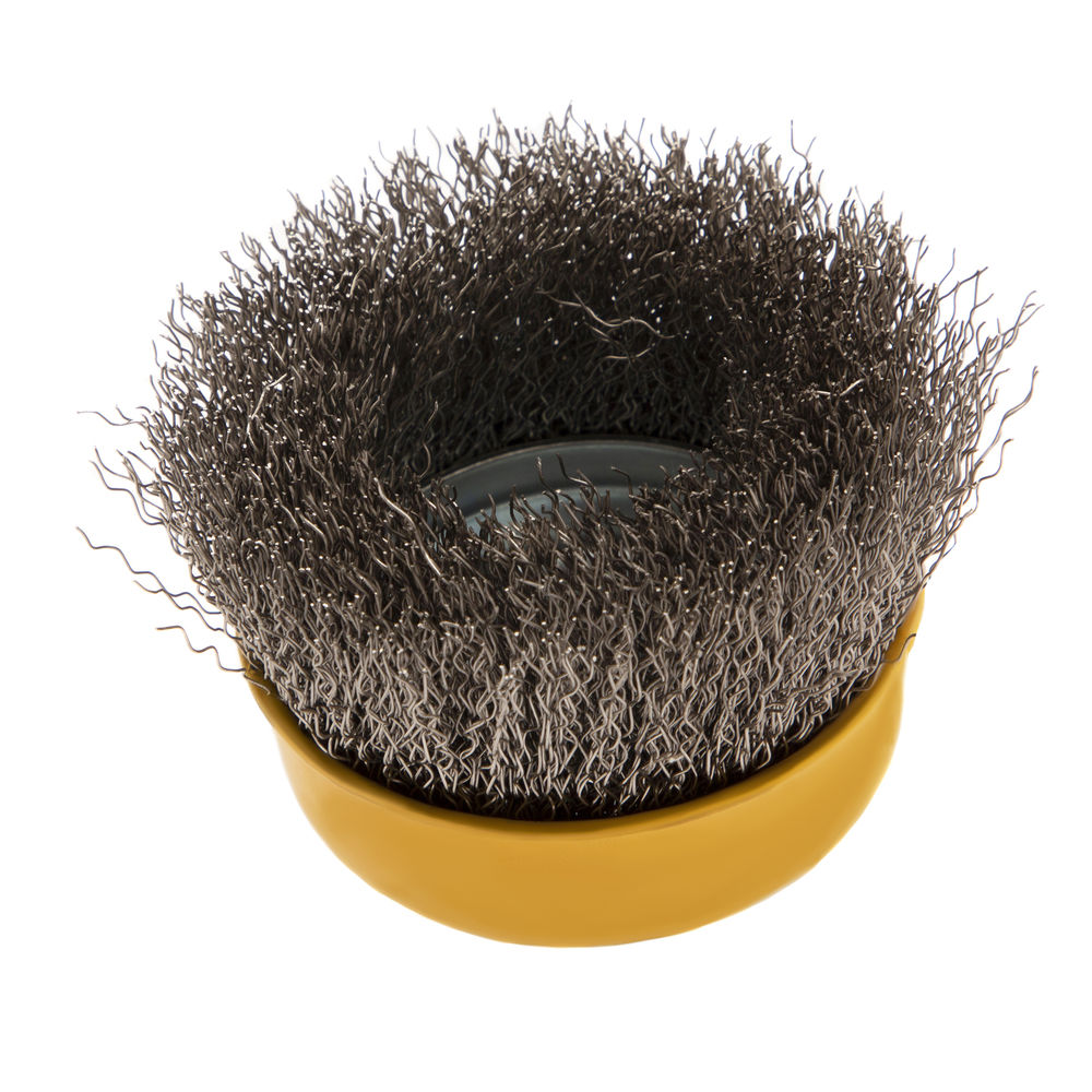 Щетка для УШМ, 75 мм, Чашка, витая нержавеющая проволока 0.3 мм, М14 Denzel (746043)