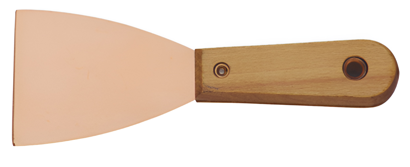 Шпатель малярный широкий 100 мм BeCu ручка деревянная искробезопасный 204E-1004, HORTZ