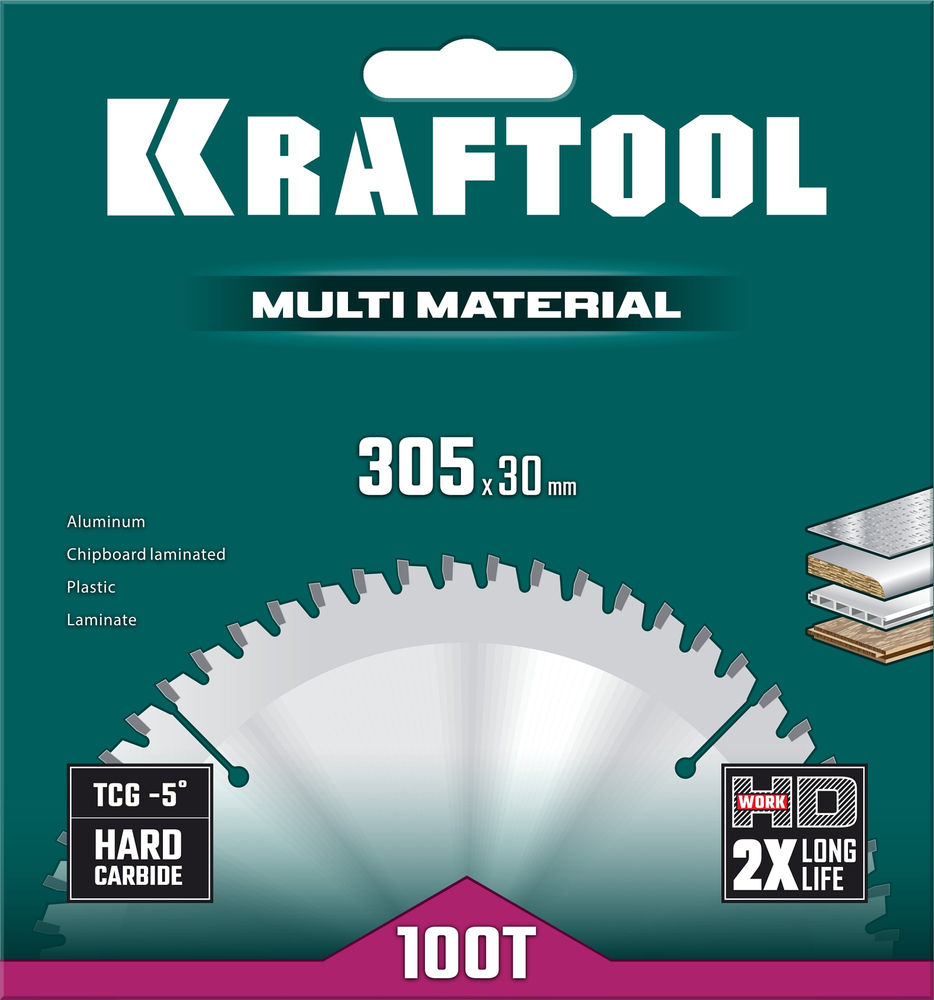 Пильный диск по алюминию Multi Material, 305 х 30 мм, 100Т KRAFTOOL 36953-305-30