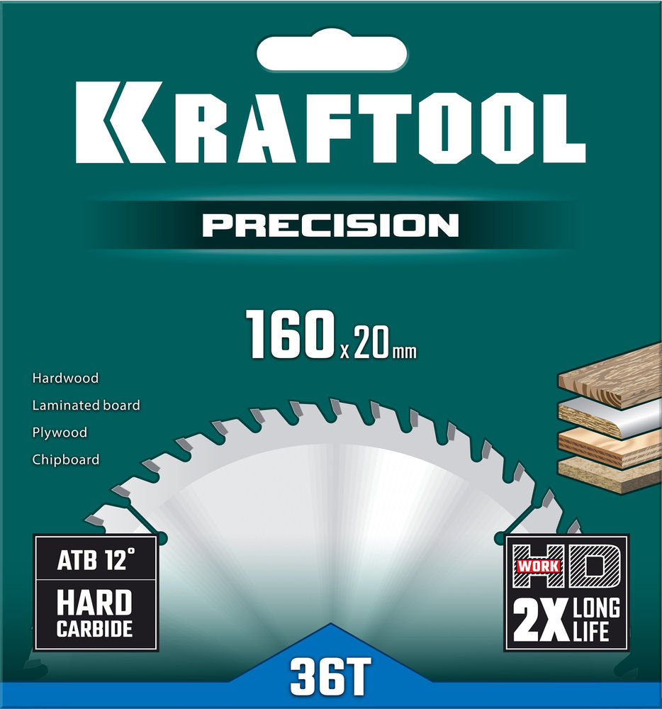 Пильный диск по дереву Precision, 160 х 20 мм, 36Т KRAFTOOL 36952-160-20