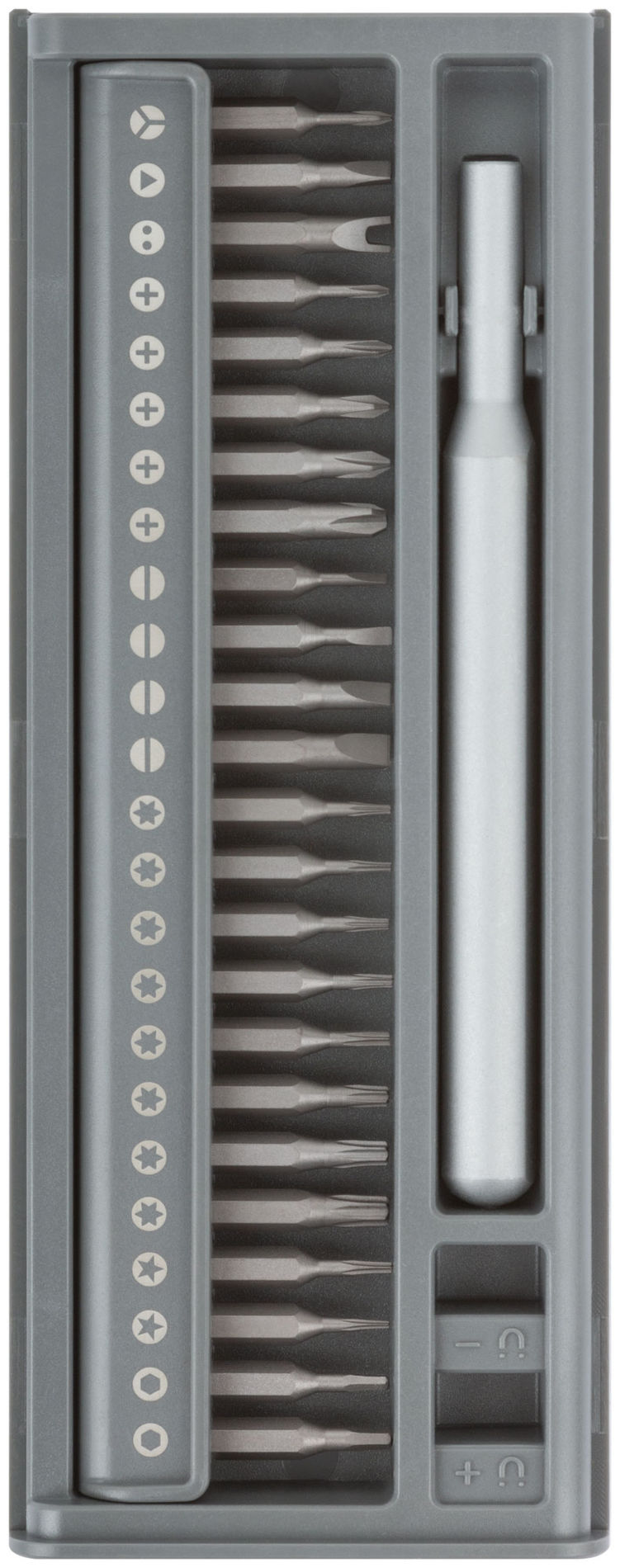 Отвертка с битами для точных работ, 24 CrV бит, пластиковый бокс (56194)