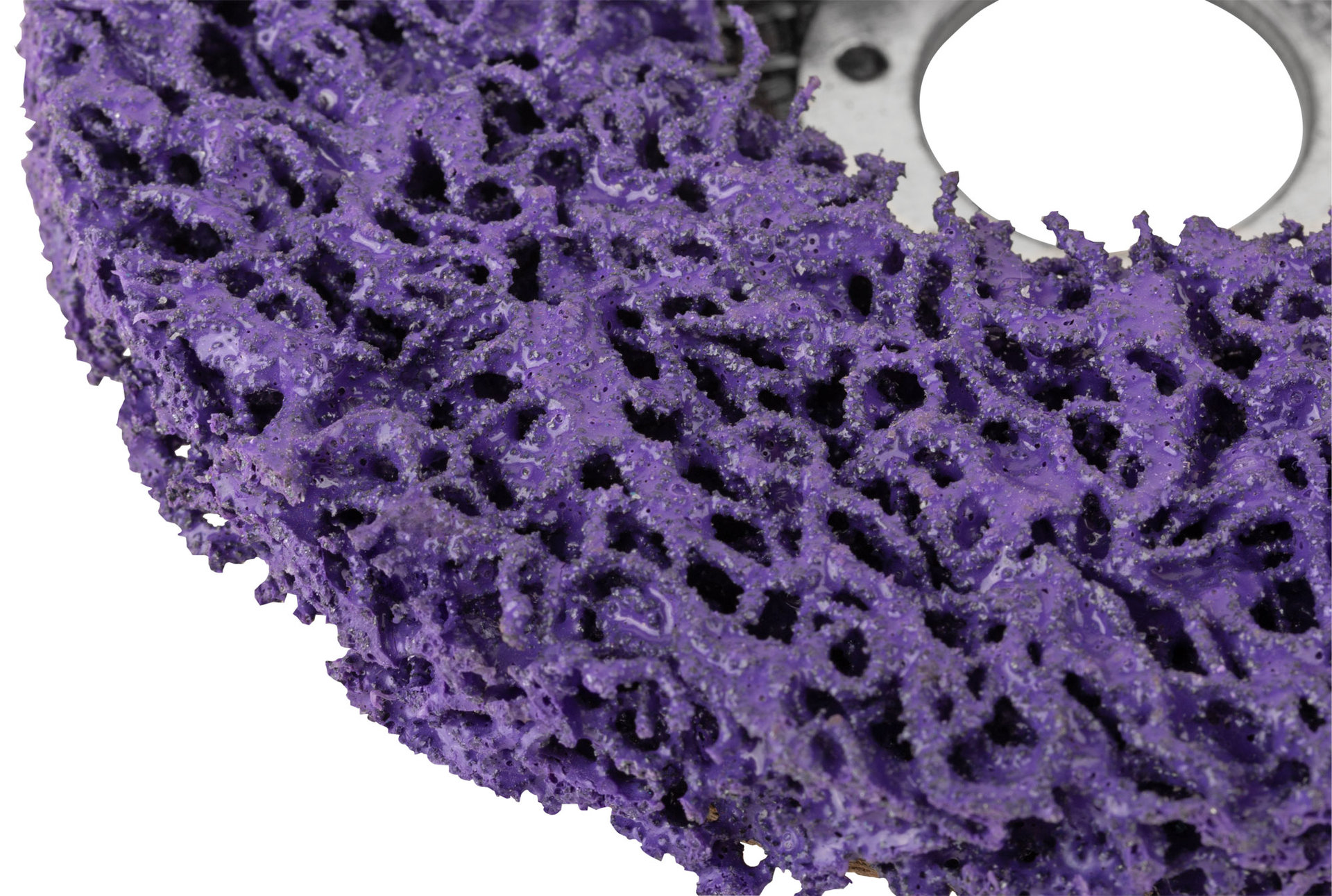 Диск зачистной полимерный, фиолетовый, посадочный диаметр 22,2 мм, 125 мм (39614)