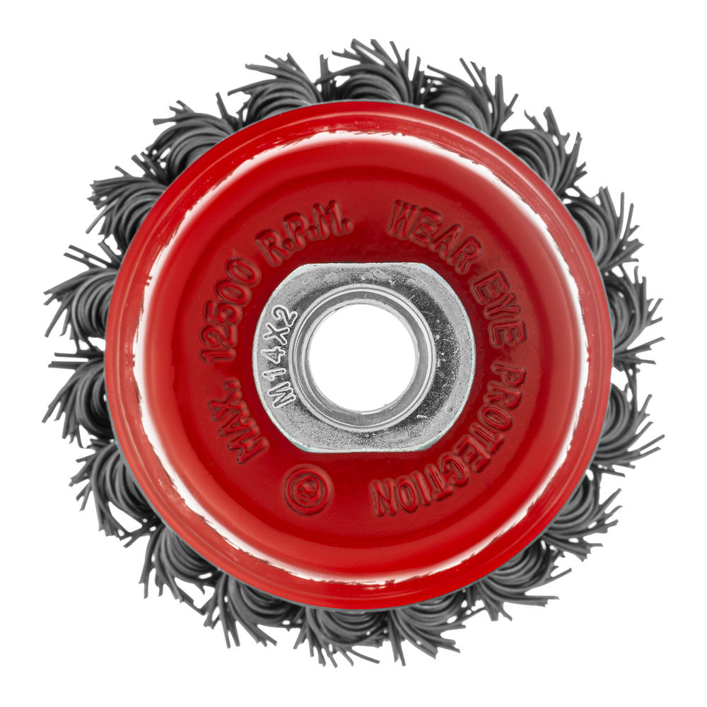 Щетка для УШМ, 75 мм, М14, чашка, крученая проволока 0.8 мм Matrix (74622)