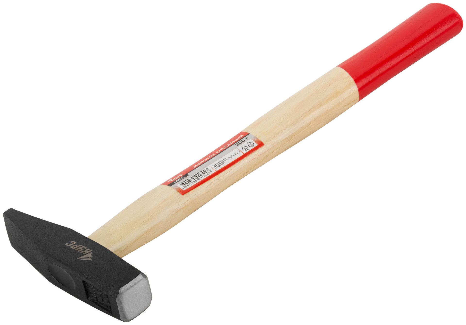 Молоток слесарный, деревянная ручка Оптима 300 гр. (44103)