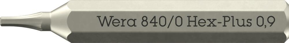 840/0 Micro Hex-Plus Бита с внешним шестигранником, HEX 0.9 x 30 мм, хвостовик шестигранный 5/32 C4.0 (4 мм) (WE-058108)