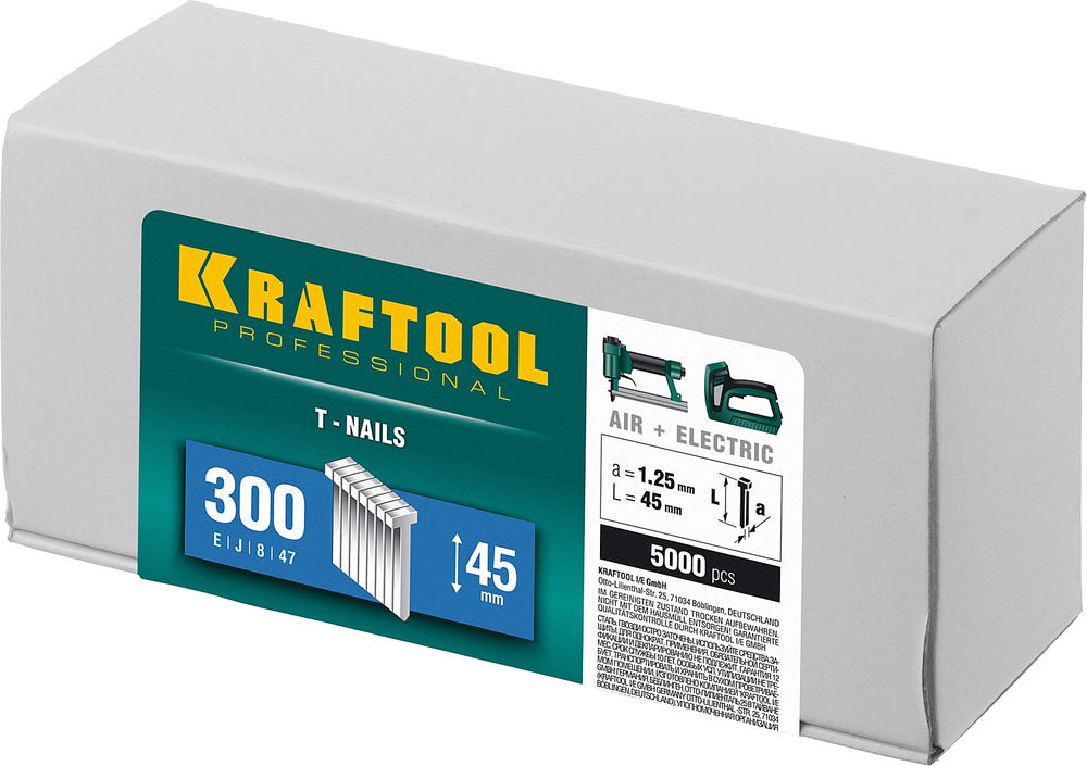 Гвозди тип 300 (47/J/F), 45 мм, калибр 18GA, 5000 шт KRAFTOOL 31785-45