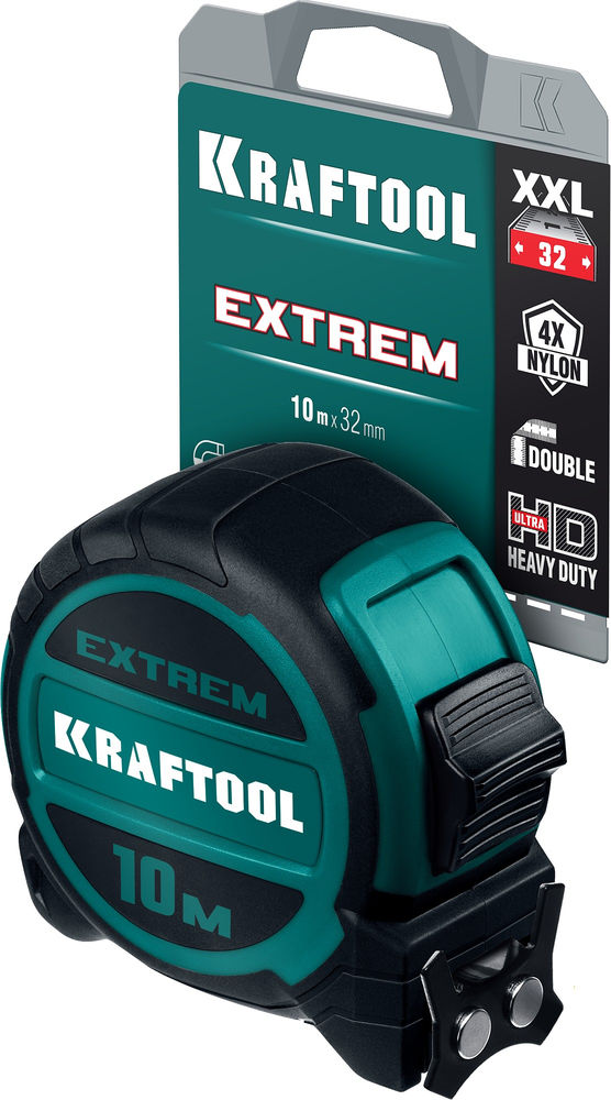 Рулетка 10 м х 32 мм со сверх широким полотном Extrem KRAFTOOL 34127-10