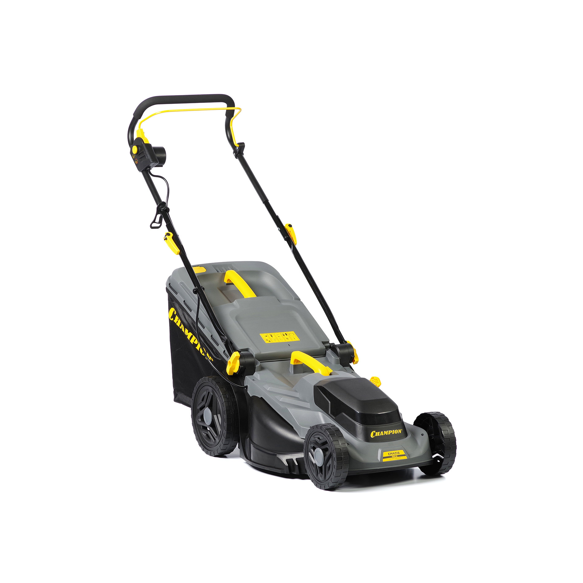Газонокосилка эл. CHAMPION EM4318 (1,8 кВт пласт.+ткань травосб. 52л ширина 430мм 30-75мм, 12,9кг) (EM4318)