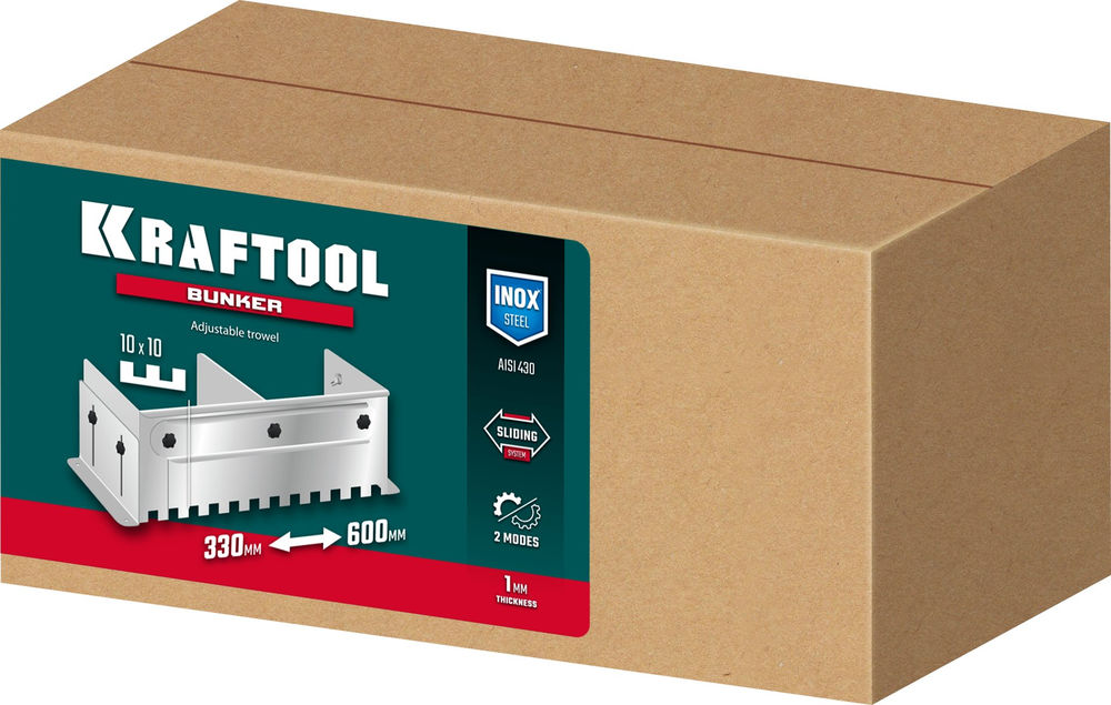 Раздвижная гребенка для плитки зуб 10?10 мм до 600 мм нерж. сталь BUNKER KRAFTOOL 0808-10