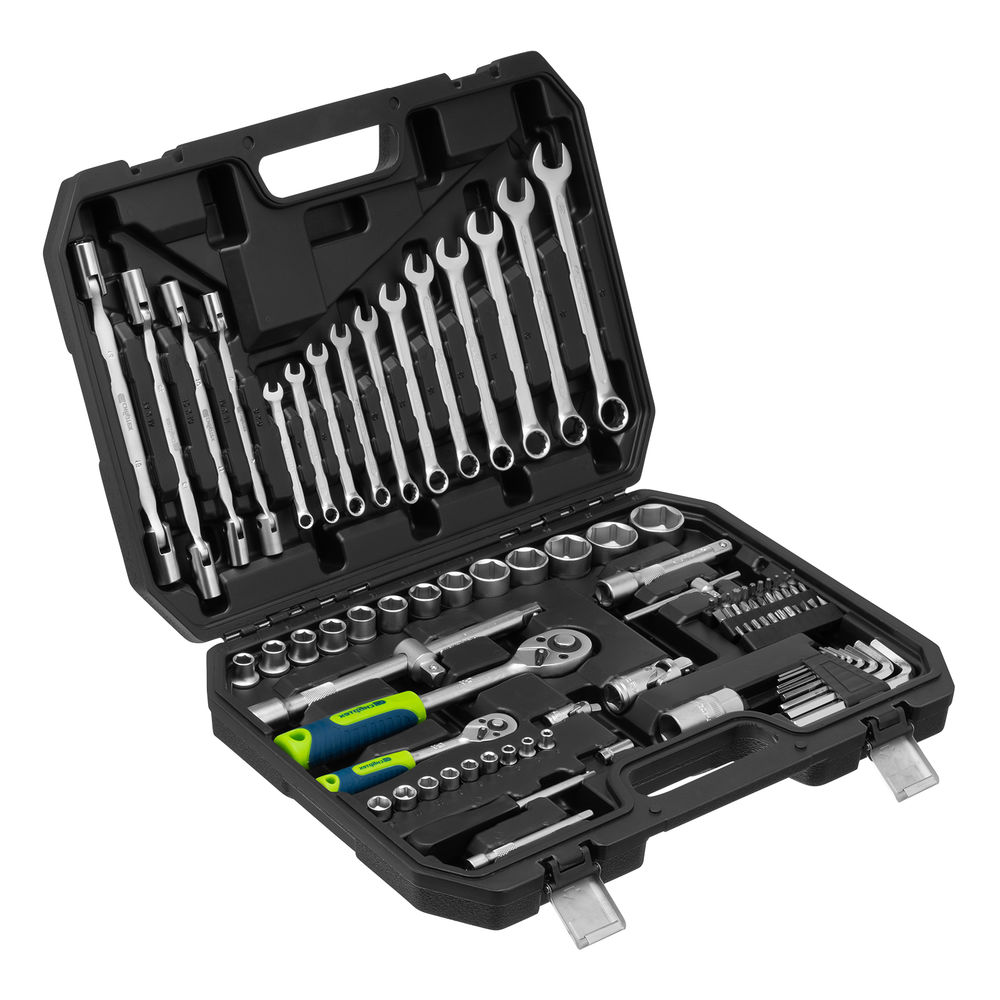 Набор инструментов, 1/2, 1/4, пластиковый кейс 89 предметов Сибртех