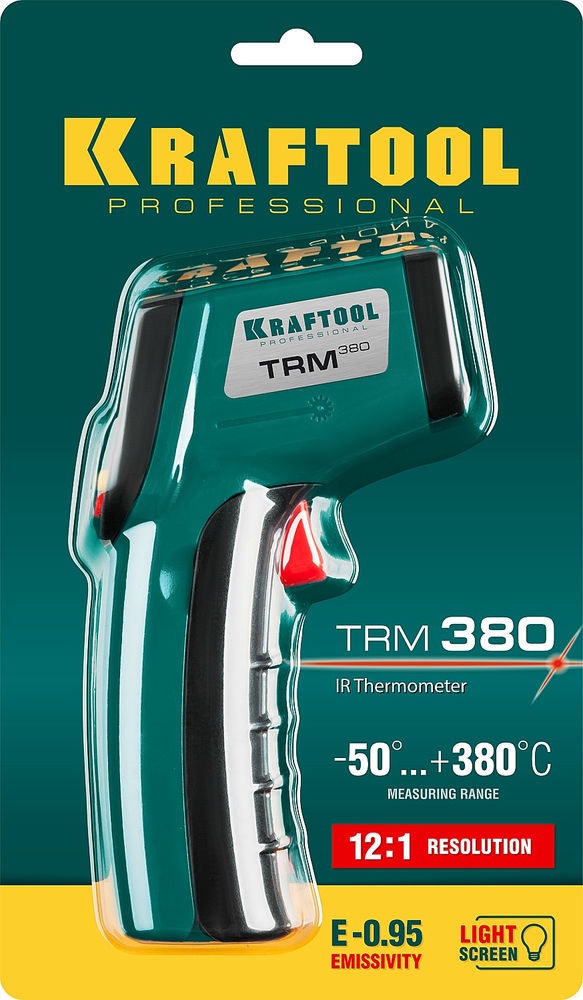 Пирометр инфракрасный TRM-380, –50° +380°С KRAFTOOL 45707-380