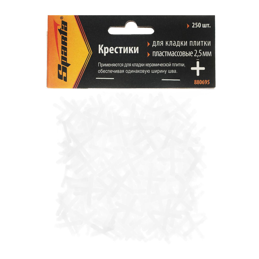 Крестики, 2.5 мм, для кладки плитки, 250 шт Sparta (880695)