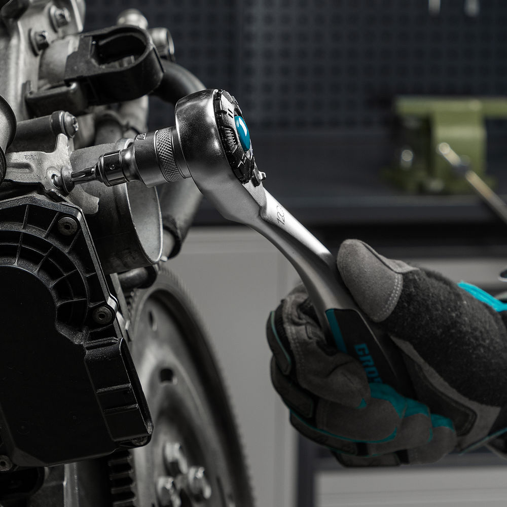 Набор торцевых головок, трещотка 120 зубьев, 1/2, CrV, 36 предметов Gross