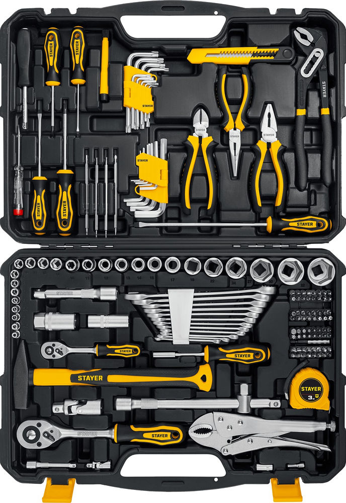 Набор инструмента универсальный 150 предм., (1/2+ 1/4) UNIVERSAL 150 Professional STAYER 27710-H150