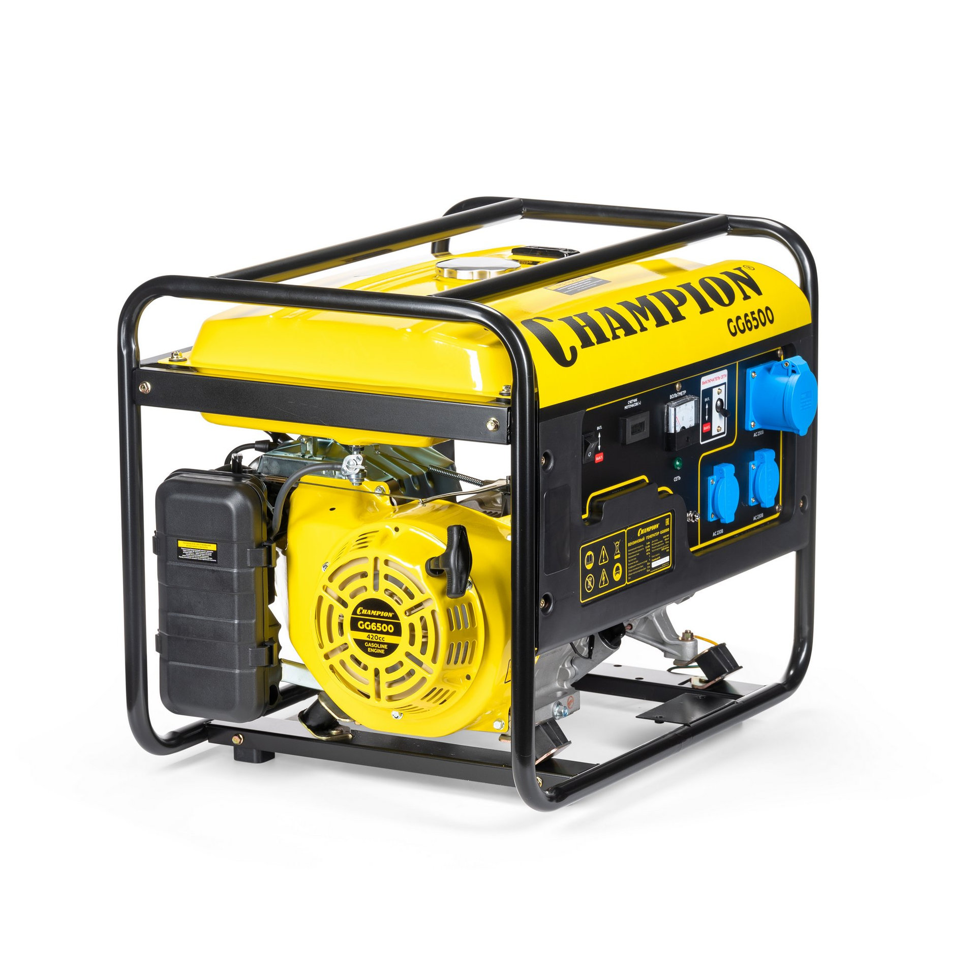 Генератор CHAMPION GG6500 (5/5,5кВт 15лс 25л 72кг счетчик) (GG6500)
