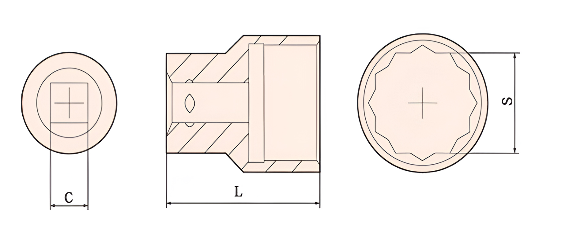 Головка ударная торцевая искробезопасная 6-гр. (1-1/2)110A-80 AlCu, HORTZ