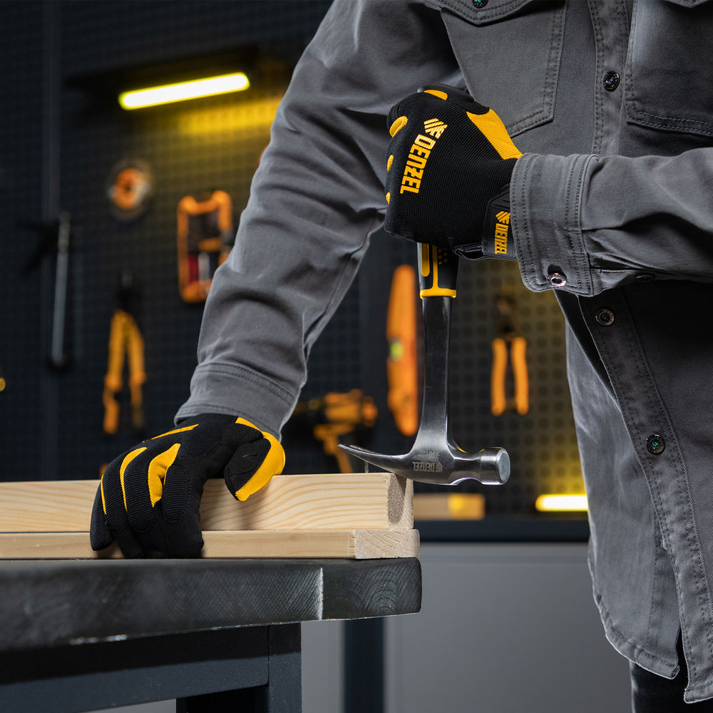 Молоток-гвоздодер 350 г, цельнометаллический, двухкомпонентная рукоятка Denzel (10422)