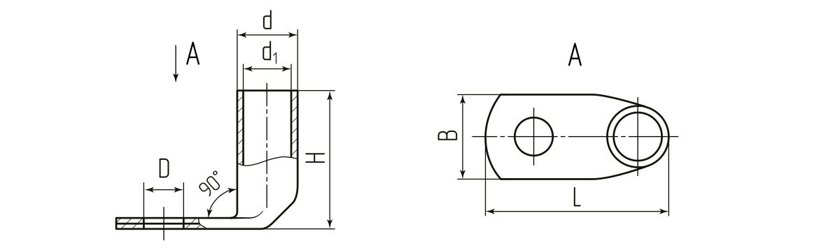 Наконечник кабельный угловой ТМЛс(90) 95-12 (КВТ) (70295)
