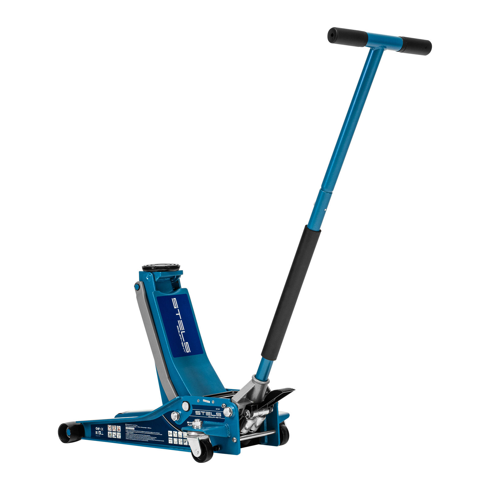 Домкрат гидравлический подкатной 3 т, быстрый подъем, Low profile quick lift, 75-505 мм, профессиональный STELS