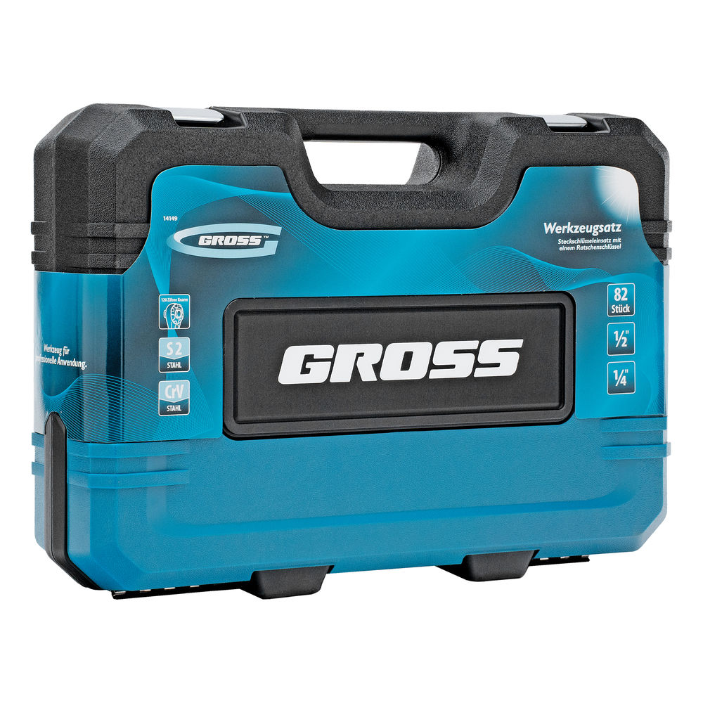 Набор инструментов, 1/4, 1/2, CrV, 120 зубьев, 82 предмета Gross
