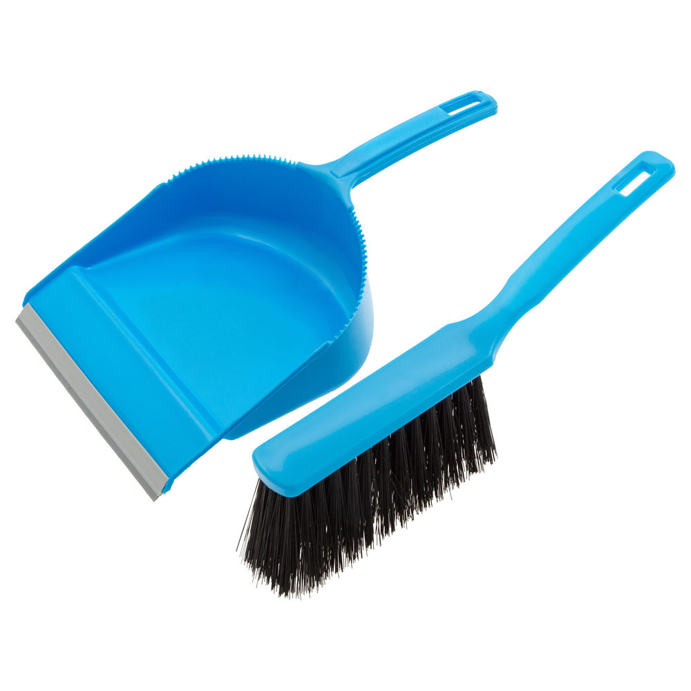 Набор: совок с кромкой 330 x 225 мм и щетка-сметка 285 мм, голубой, Home Palisad (933105)