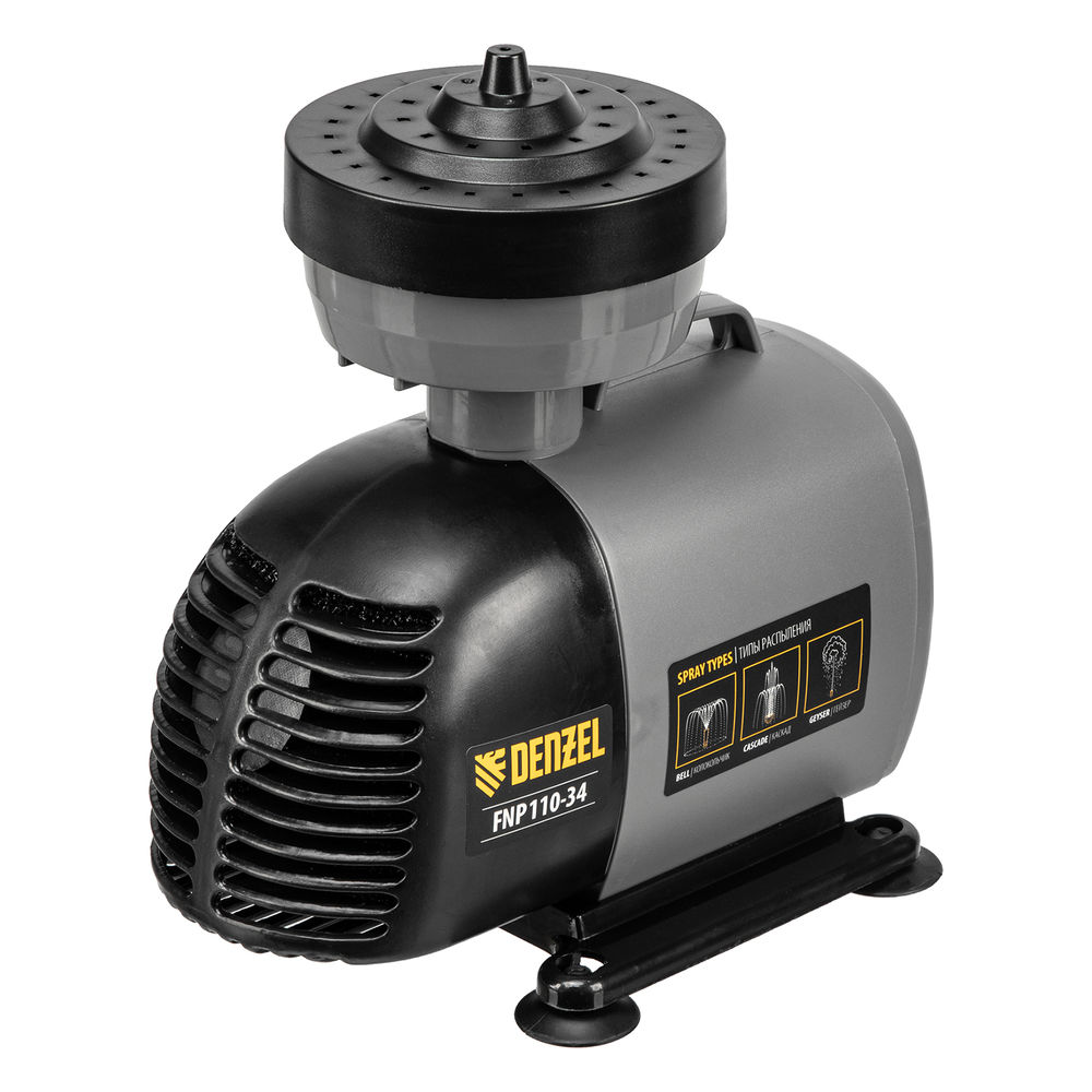Насос фонтанный FNP110-34, 112 Вт, подъем 3,4 м, 3400 л/ч, колокольчик/каскад/гейзер Denzel (99032)